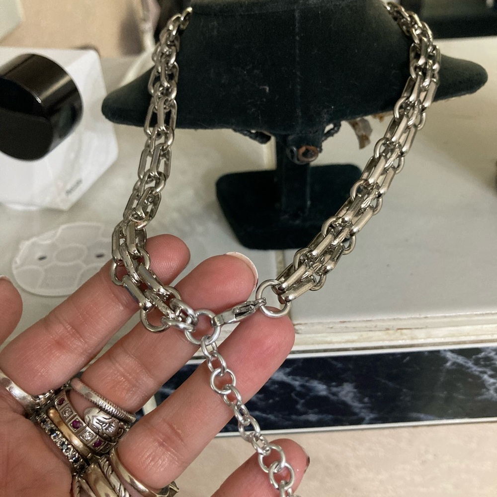 Thick Black onyx stone spike st valentine gothic heart stainless steel chain - Picture 3 of 8